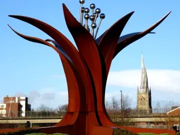 Growth sculpture at Hornsbridge Roundabout in Chesterfield, Derbyshire - Wikipedia/Douglal (CC BY-SA 4.0)