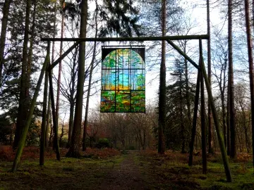 Stained glass artwork in the Forest of Dean
