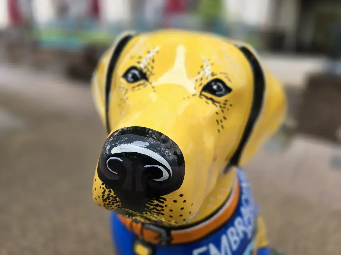 Yellow guide dog sculpture